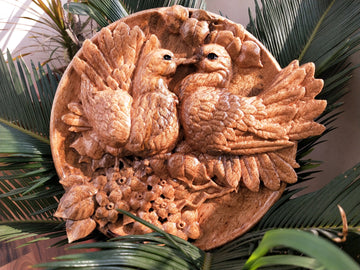 Loving Dove Carved Wall Art, Dove Wood Rosette
