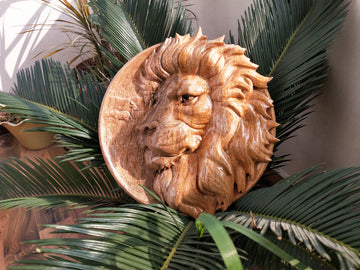 Lion Decor Wood Carving Wall Hanging Home Decor