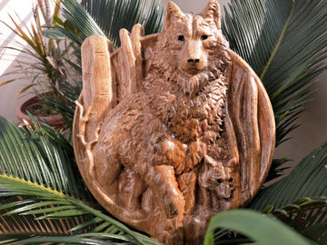 Handmade Fox Wood Carved Wall Art, 3D Wood Wall Decoration