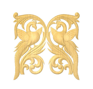 Custom Peacock Pattern Carvings Handcrafted Wooden Center Designs
