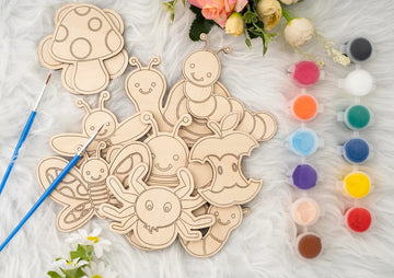DIY MDF Bug Painting Kit, Unfinished Coloring Craft Set for Kids