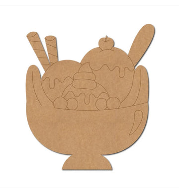 Custom Mix Ice Cream Cup with Spoon Shape MDF Cutout for Art and Craft