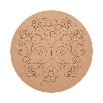 MDF Pre Marked Dual Peacock Design Round Base