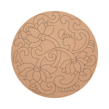 MDF Pre Marked Flower Design Round Base