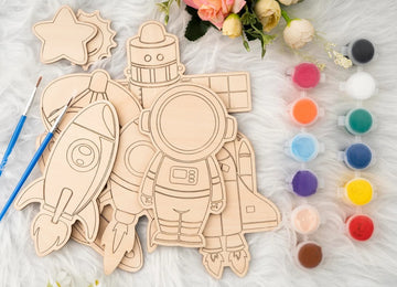 DIY MDF Space Astronaut Painting Kit, Unfinished Coloring Craft Set for Kids