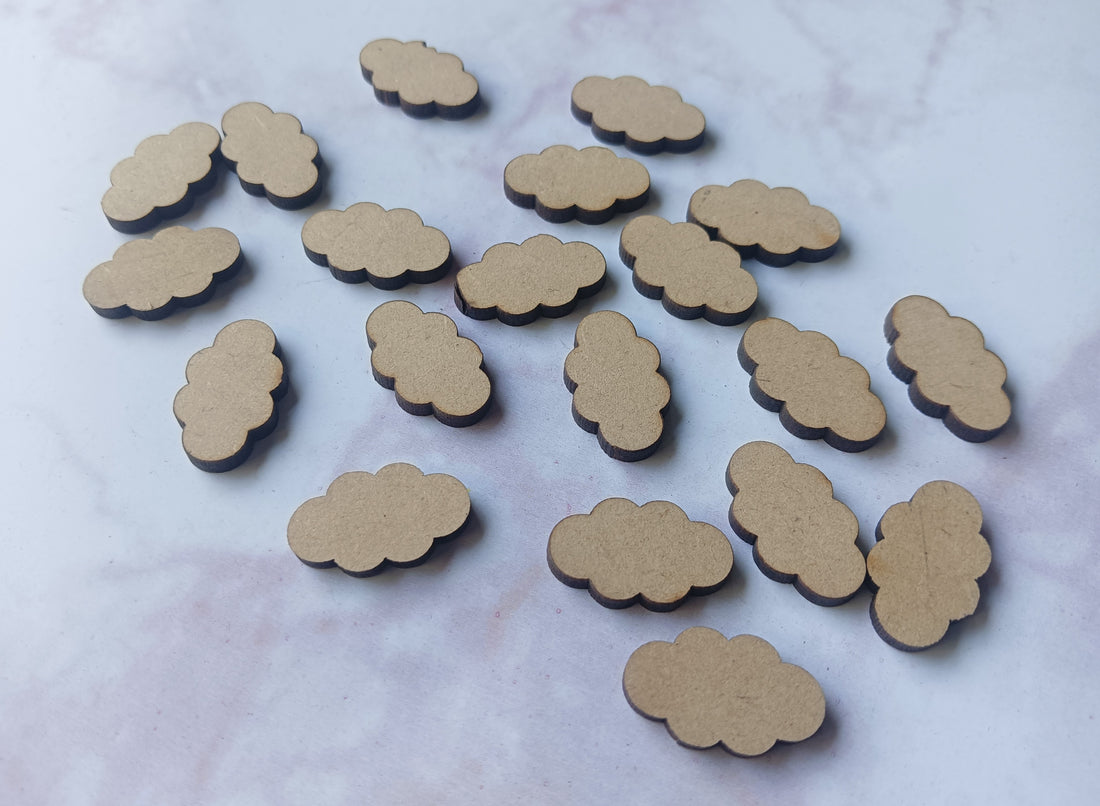 Cloud Shape MDF Small Cutout, Custom Small MDF Patterns - Pack of 20