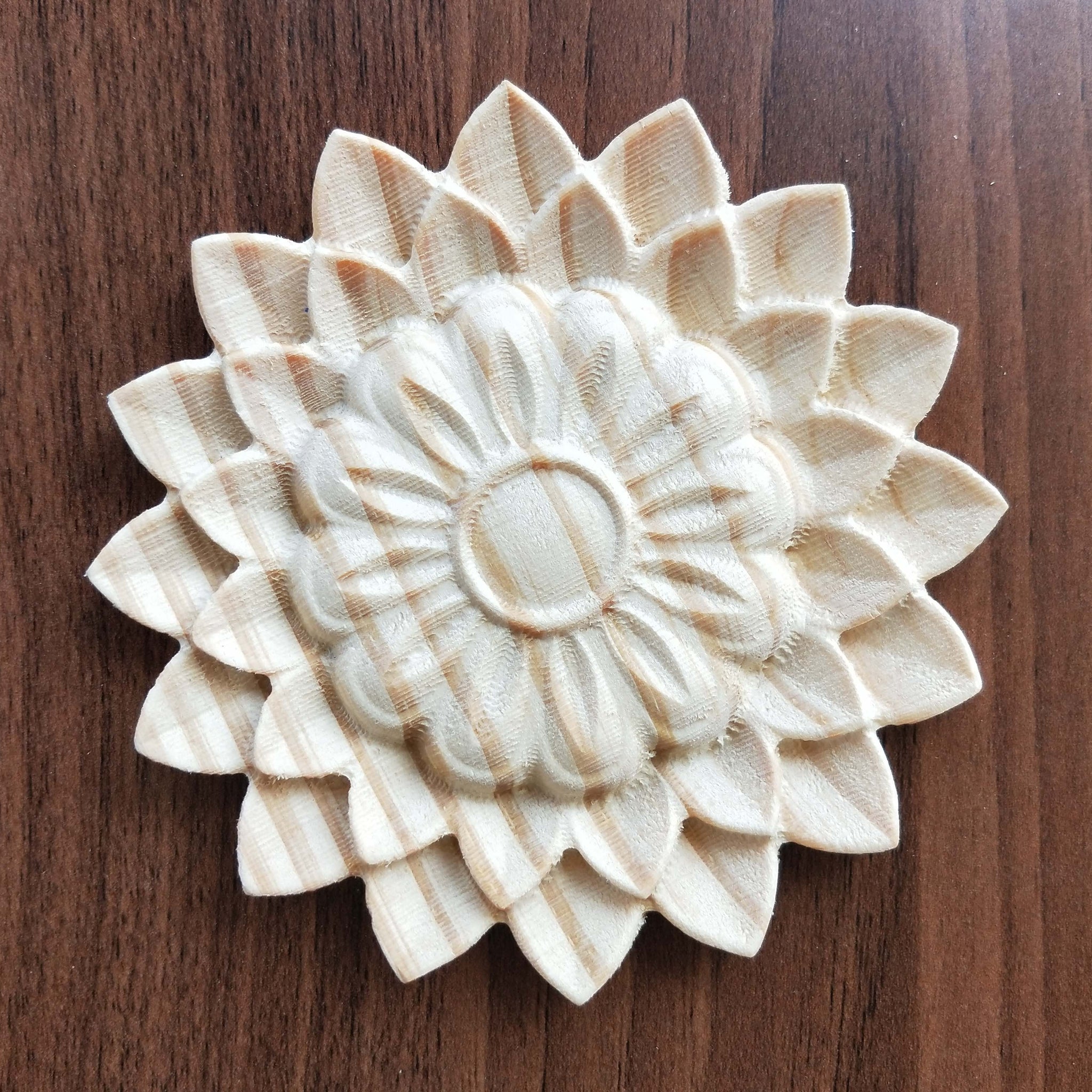 Decorative Flower Shape Applique for Furniture, Round Flower Shape Onlays Wood Carving, Onlay Applique