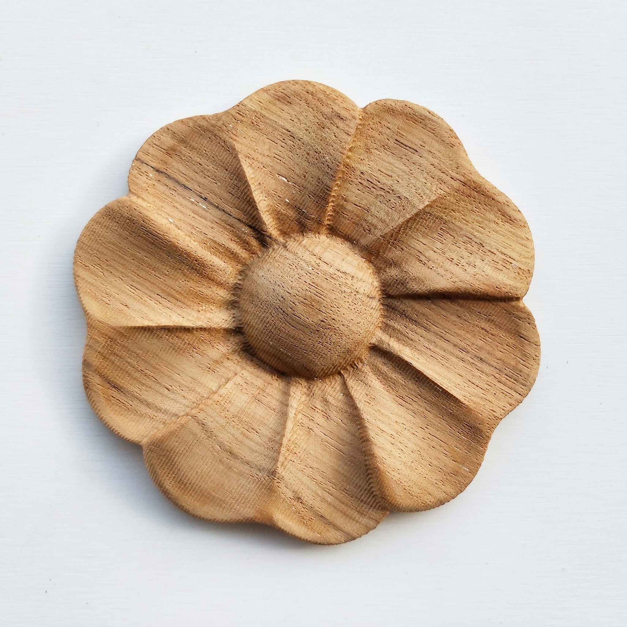 Decorative Ornament - Natural Wood Carved Rosette Wood Embellishments Ornate Furniture Appliques