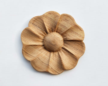 Decorative Ornament - Natural Wood Carved Rosette Wood Embellishments Ornate Furniture Appliques