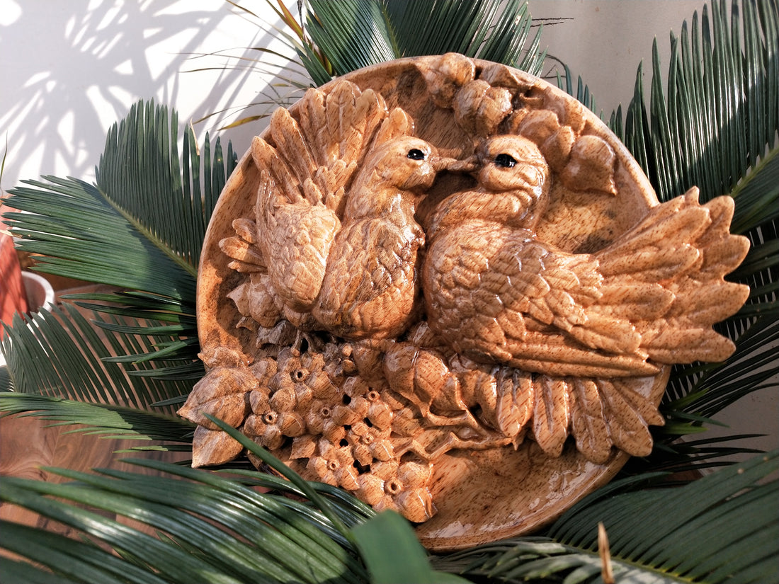 Loving Dove Carved Wall Art, Dove Wood Rosette