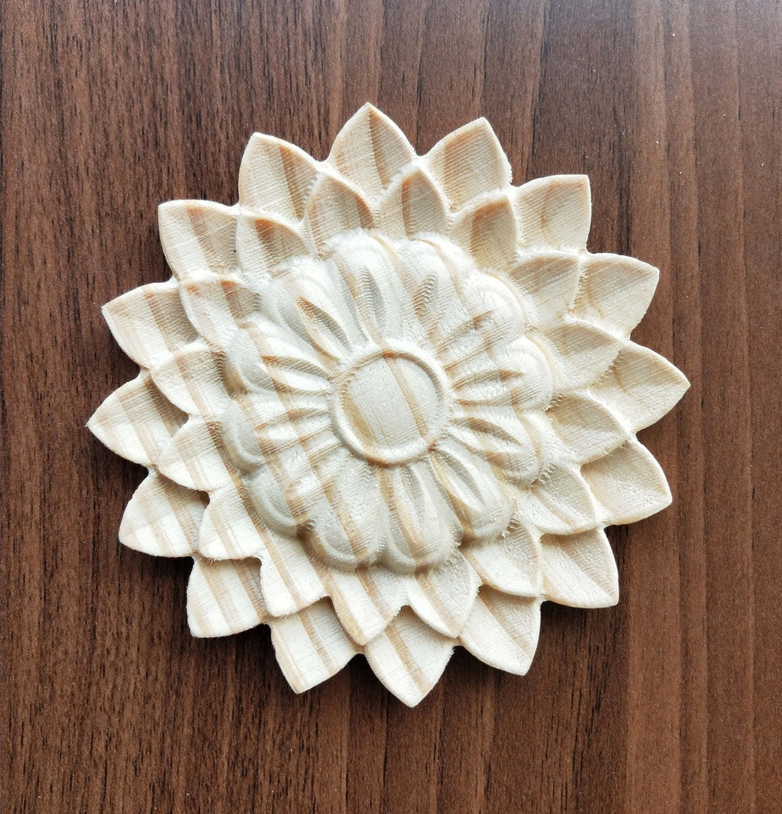 Decorative Flower Shape Applique for Furniture, Round Flower Shape Onlays Wood Carving, Onlay Applique