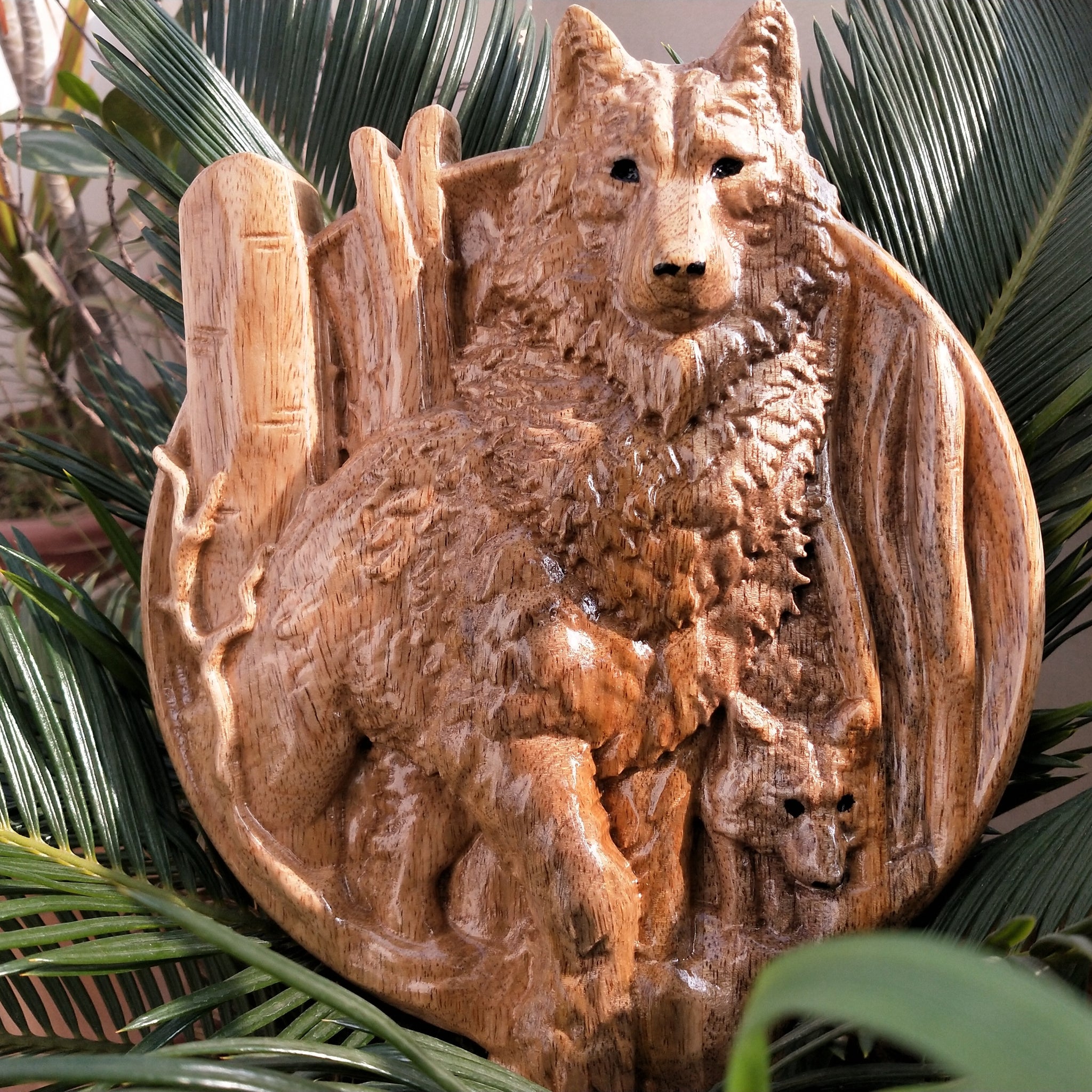 Handmade Fox Wood Carved Wall Art, 3D Wood Wall Decoration