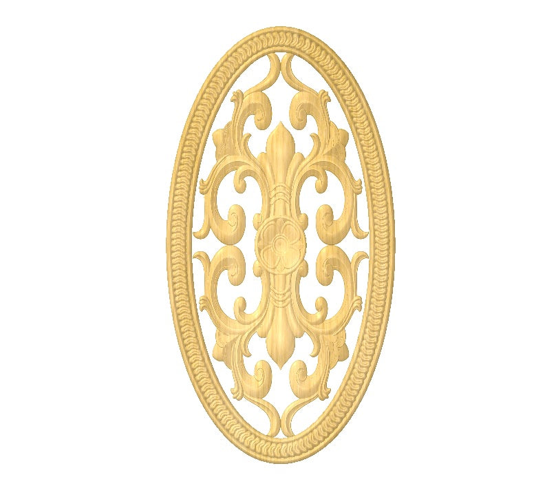 Oval Shape Center Design Handcrafted Wooden Ornaments