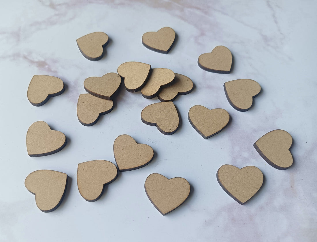 Heart Shape MDF Small Cutout Pack, DIY Small Embellishments - Pack of 20