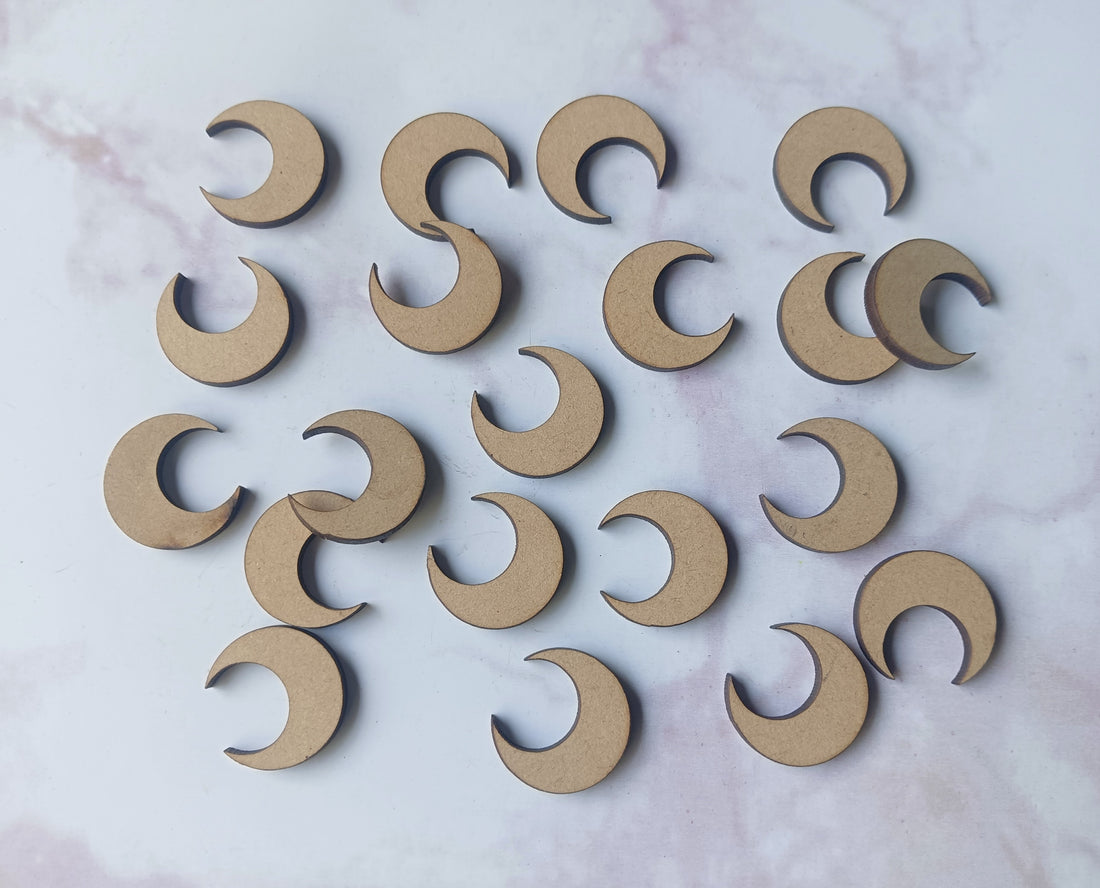 Moon Shape MDF Small Cutout, DIY Moon Embellishments - Pack of 20