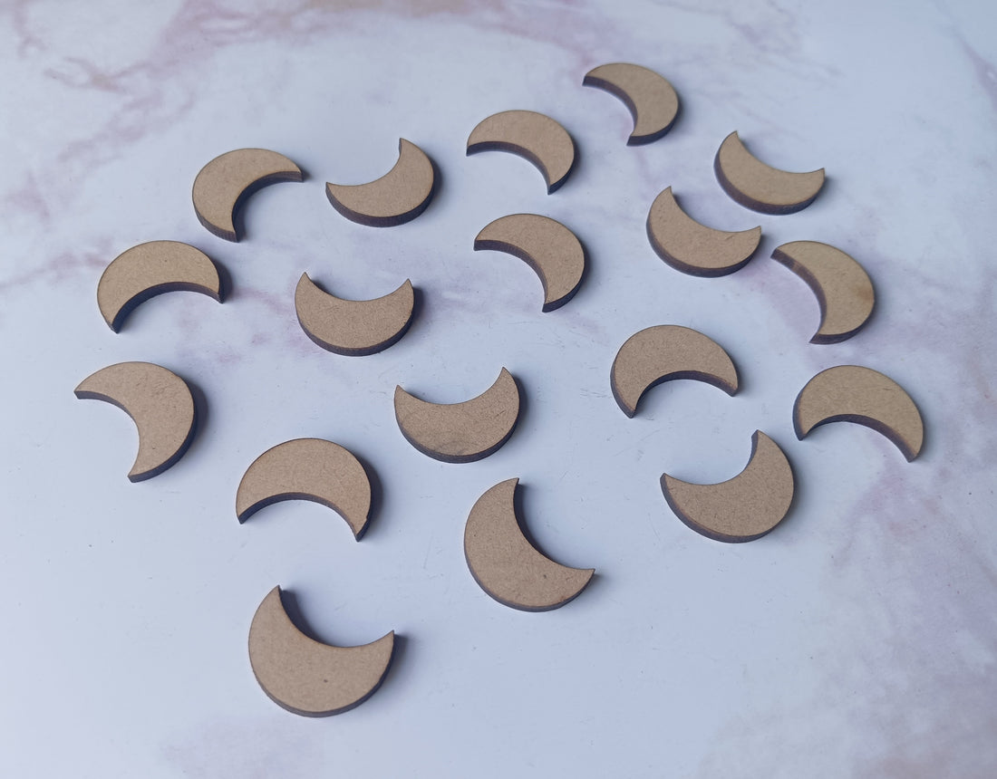 Half Moon Shape MDF Small Cutout, Moon Shape Cutout - Pack of 20