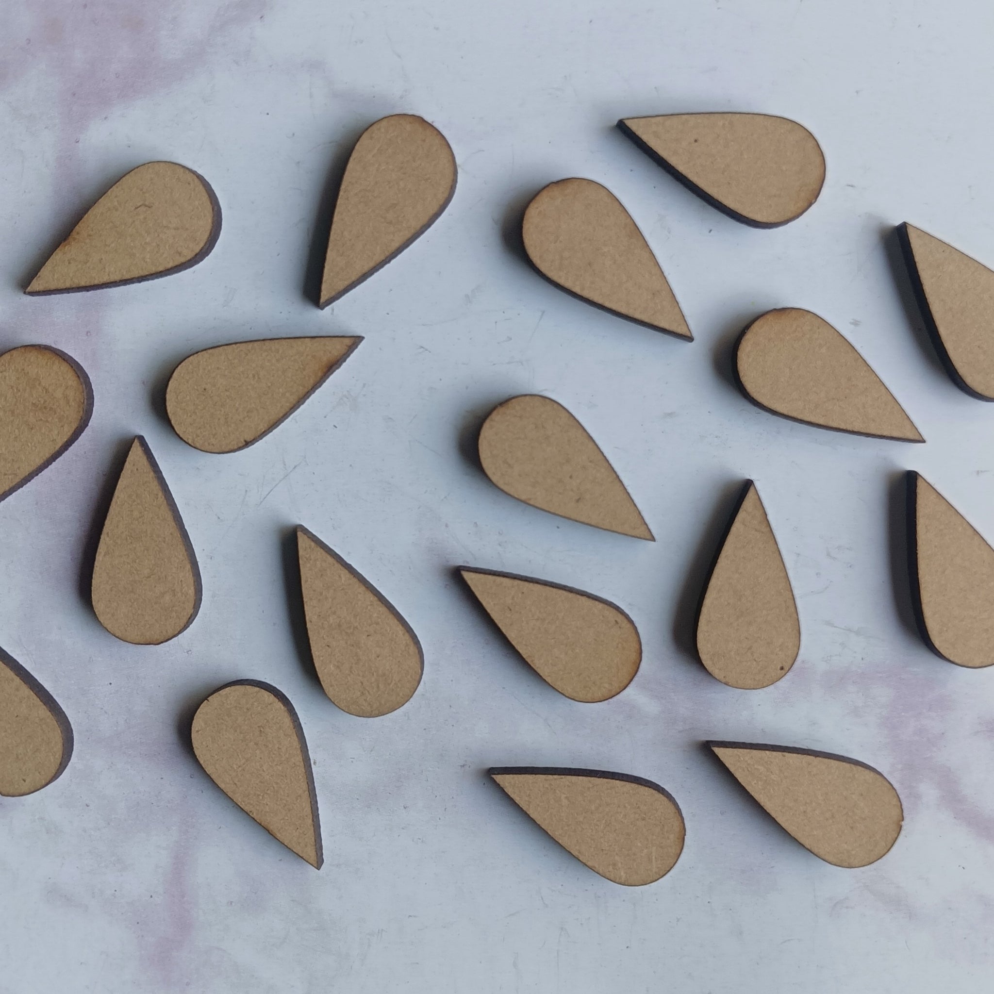 Drop Shape MDF Small Cutout, Custom Small MDF Patterns - Pack of 20