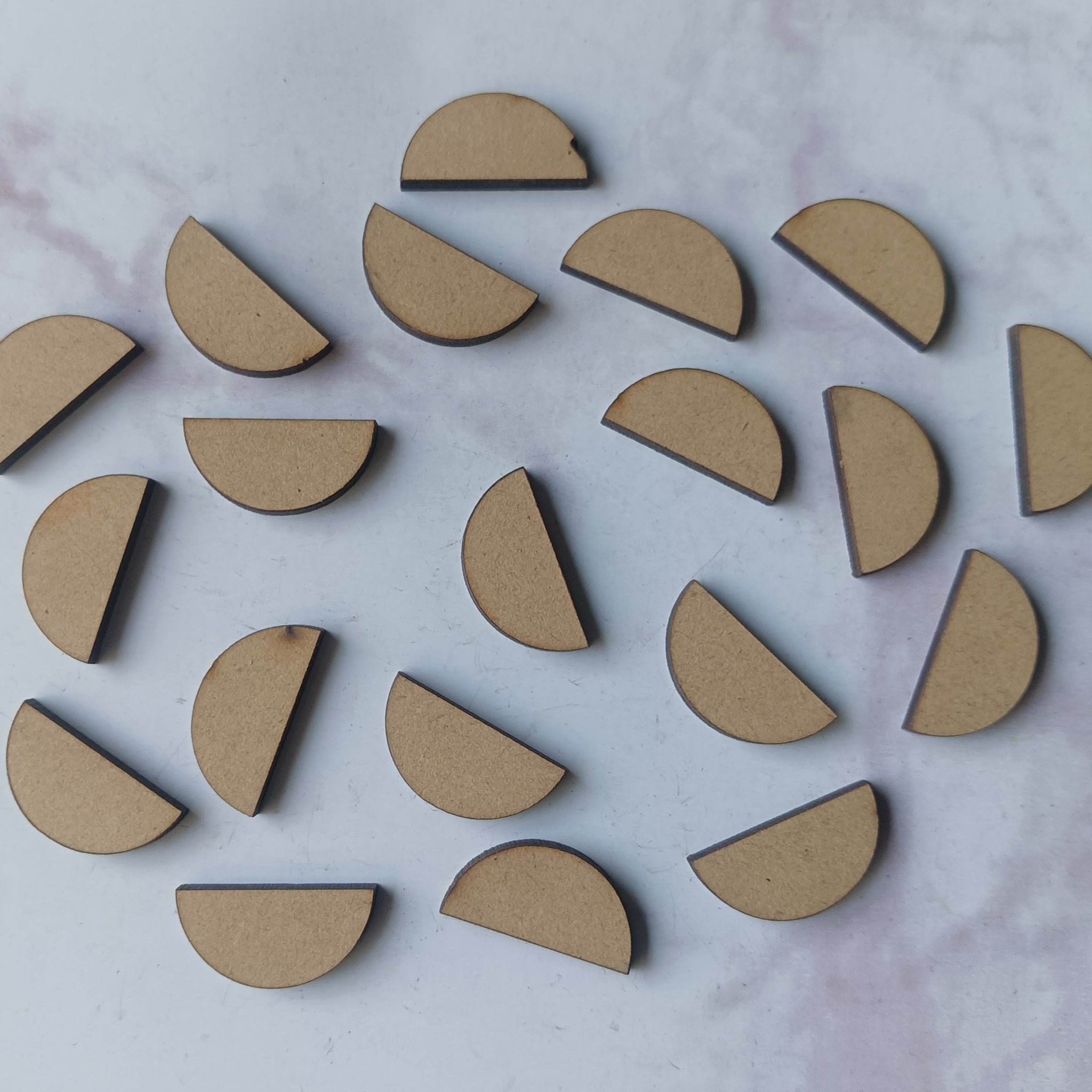 Half Round MDF Small Cutout, Custom Small MDF Patterns - Pack of 20