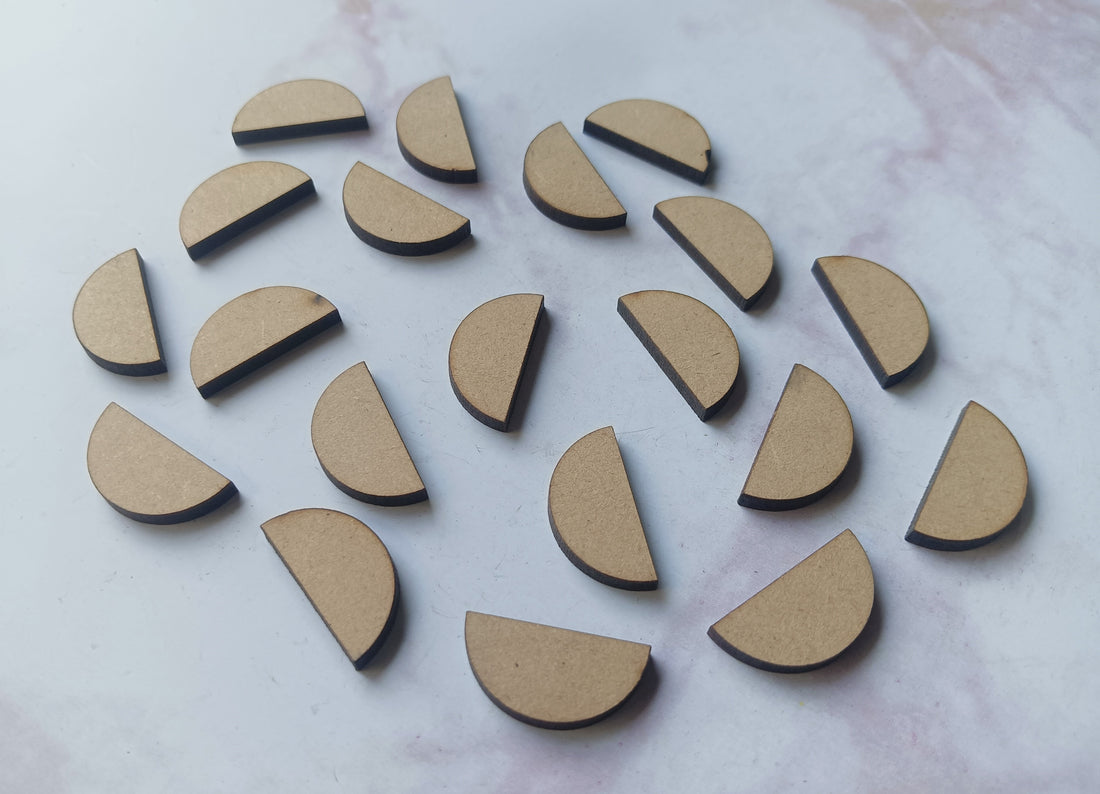 Half Round MDF Small Cutout, Custom Small MDF Patterns - Pack of 20