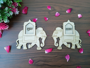 Elephant Pattern MDF Shubh Labh Cutouts