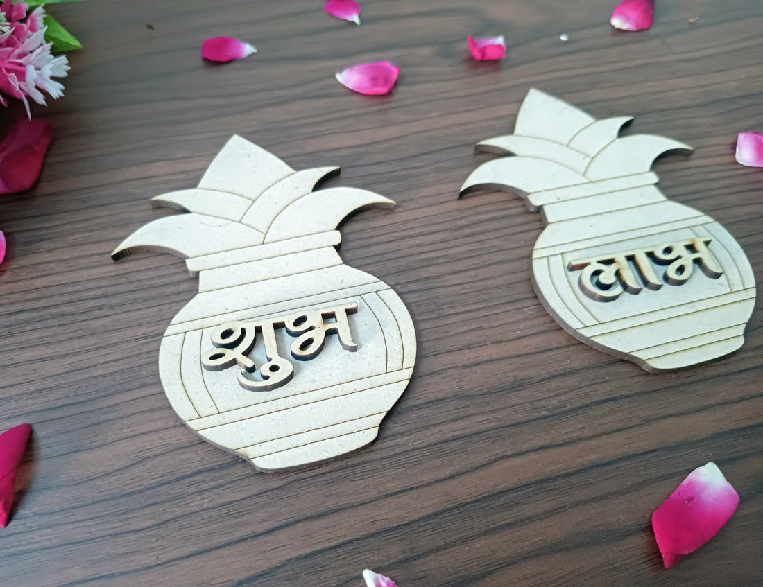 Kalash Shape MDF Shubh Labh Cutouts