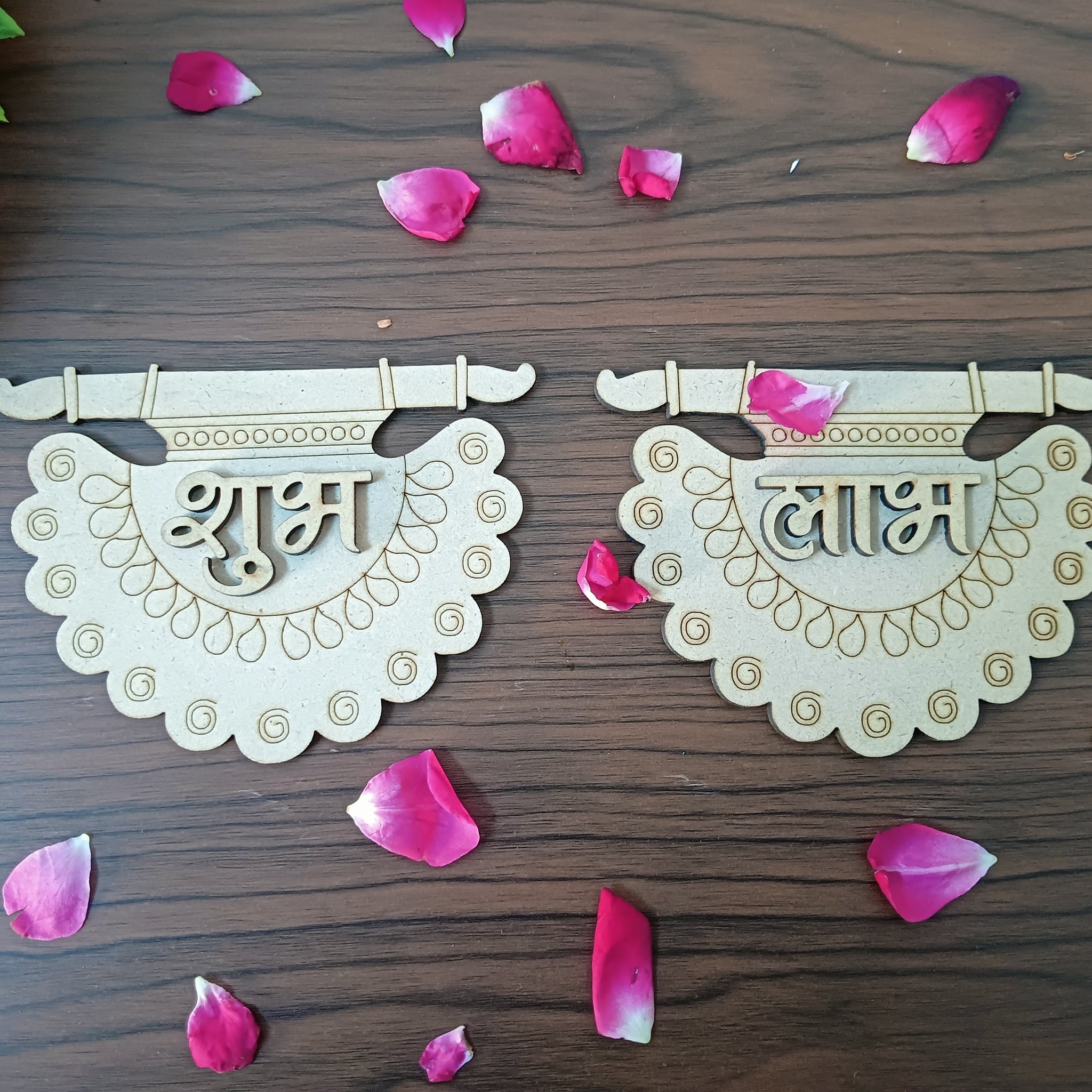 MDF Ancient Fan Pattern Shubh Labh Cutouts