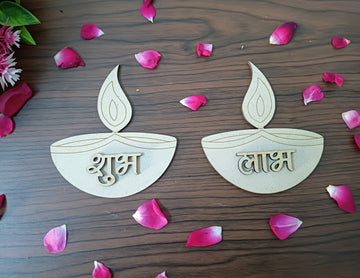 MDF DIYA Shape Shubh Labh Cutouts