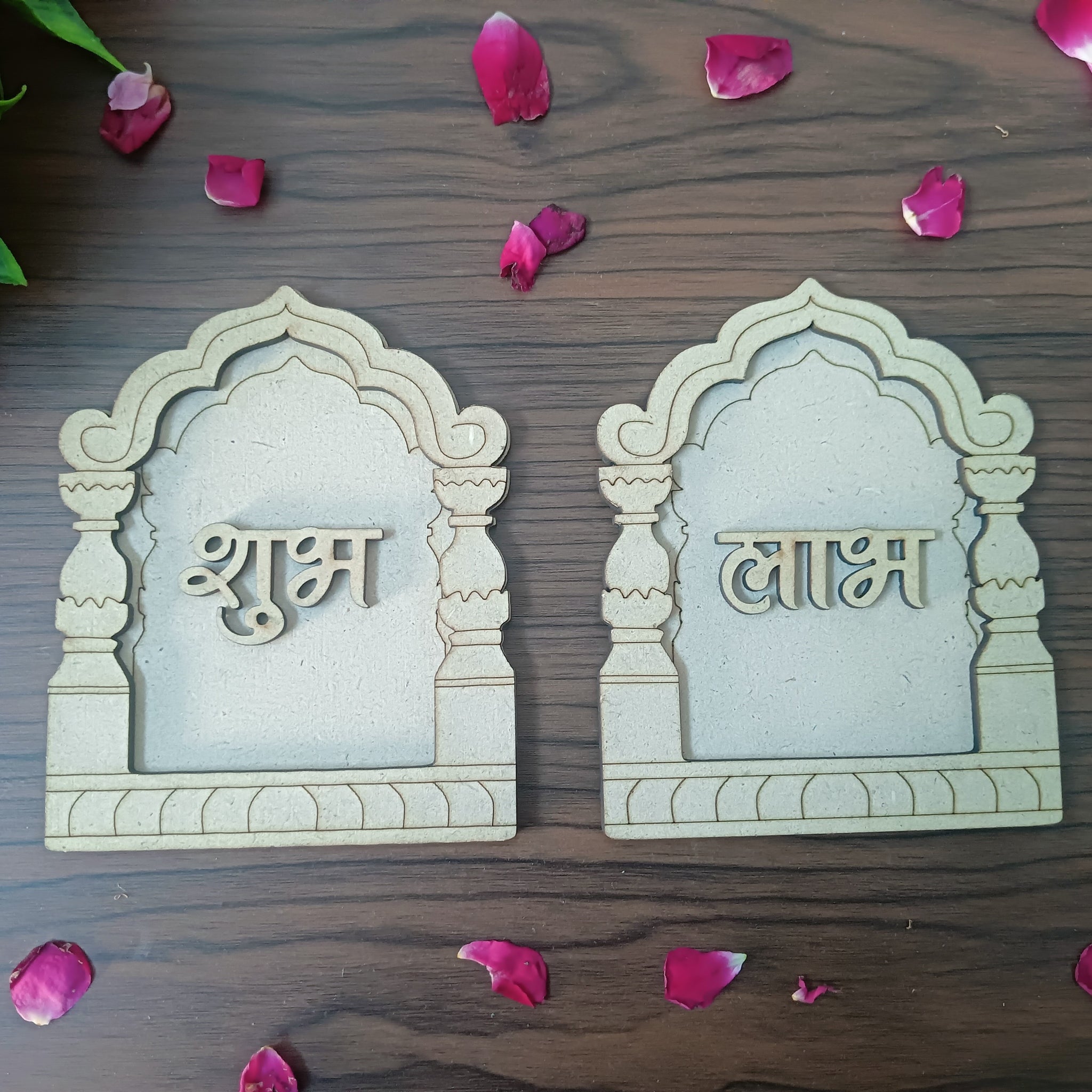 MDF Pillar Jharokha Pattern Shubh Labh Cutouts