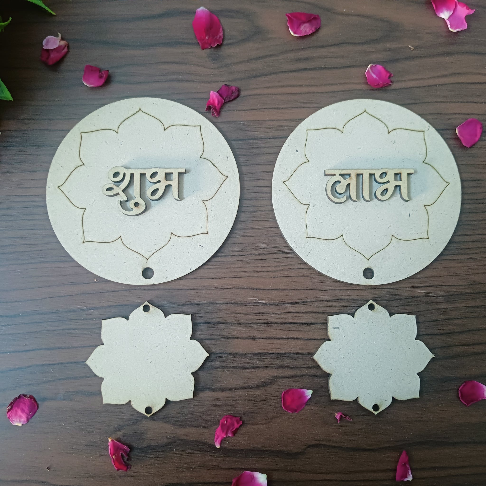 MDF Round Patter with Hanging Shubh Labh Cutouts