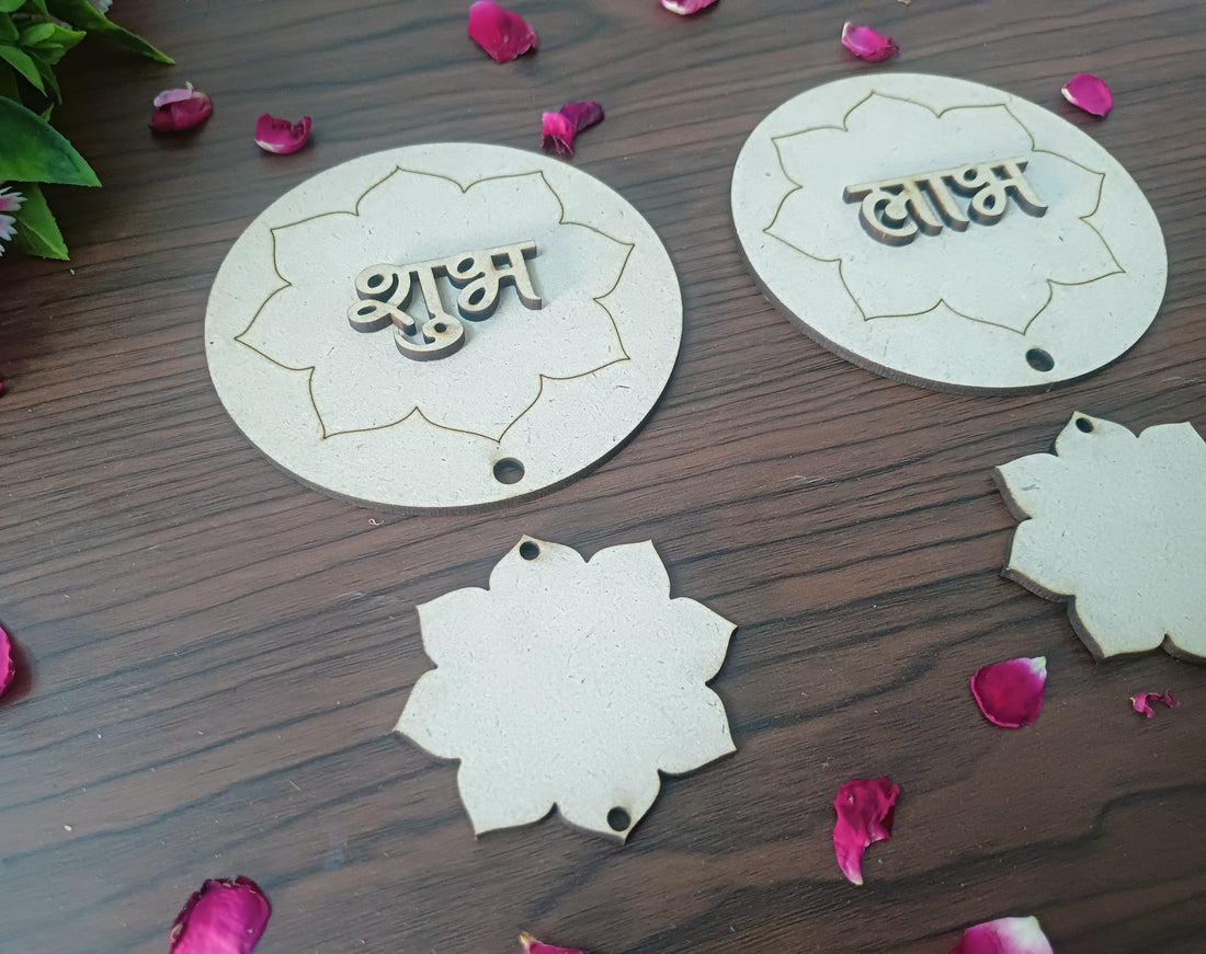 MDF Round Patter with Hanging Shubh Labh Cutouts