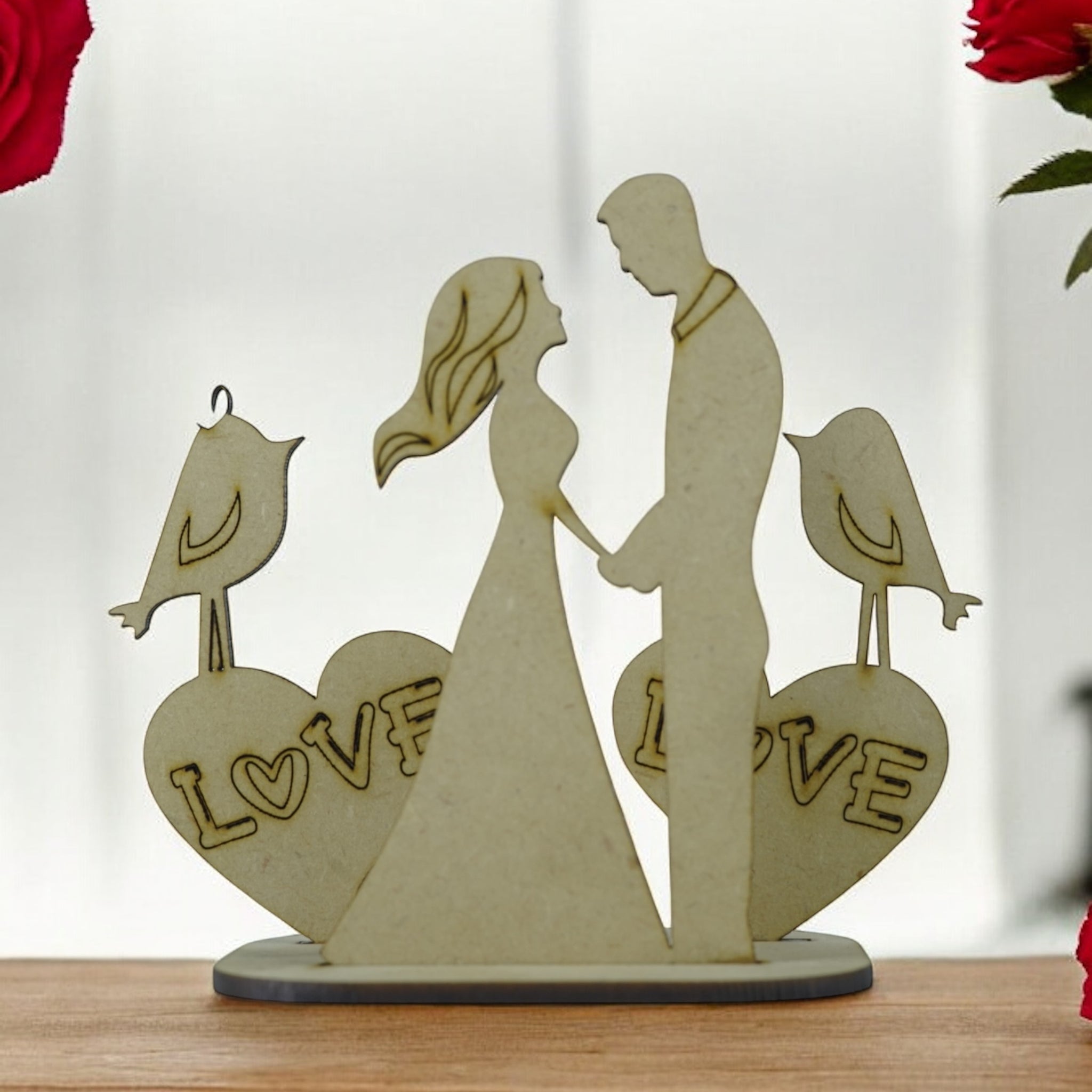 MDF Valentine day Couple for Gift and Decorations