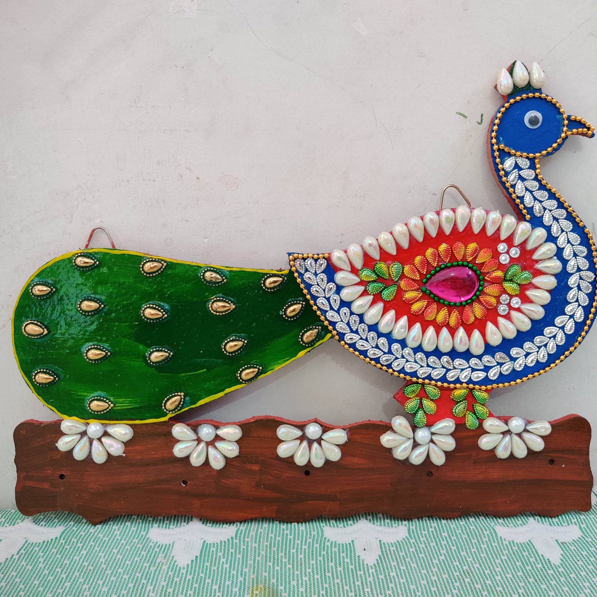 Peacock Shape Meenakari Art Work Key Hanger