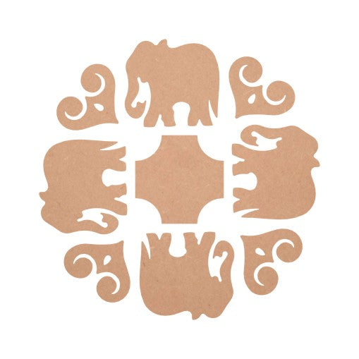 MDF Elephant Design Rangoli Cutout