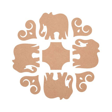 MDF Elephant Design Rangoli Cutout