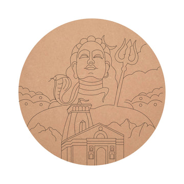 MDF Pre Marked Har Har Mahadev Pattern Round Base