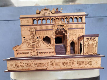 MDF Shree Shyam Mandir Replica for Decor, Pine MDF Khatu Shyam Ji Mandir