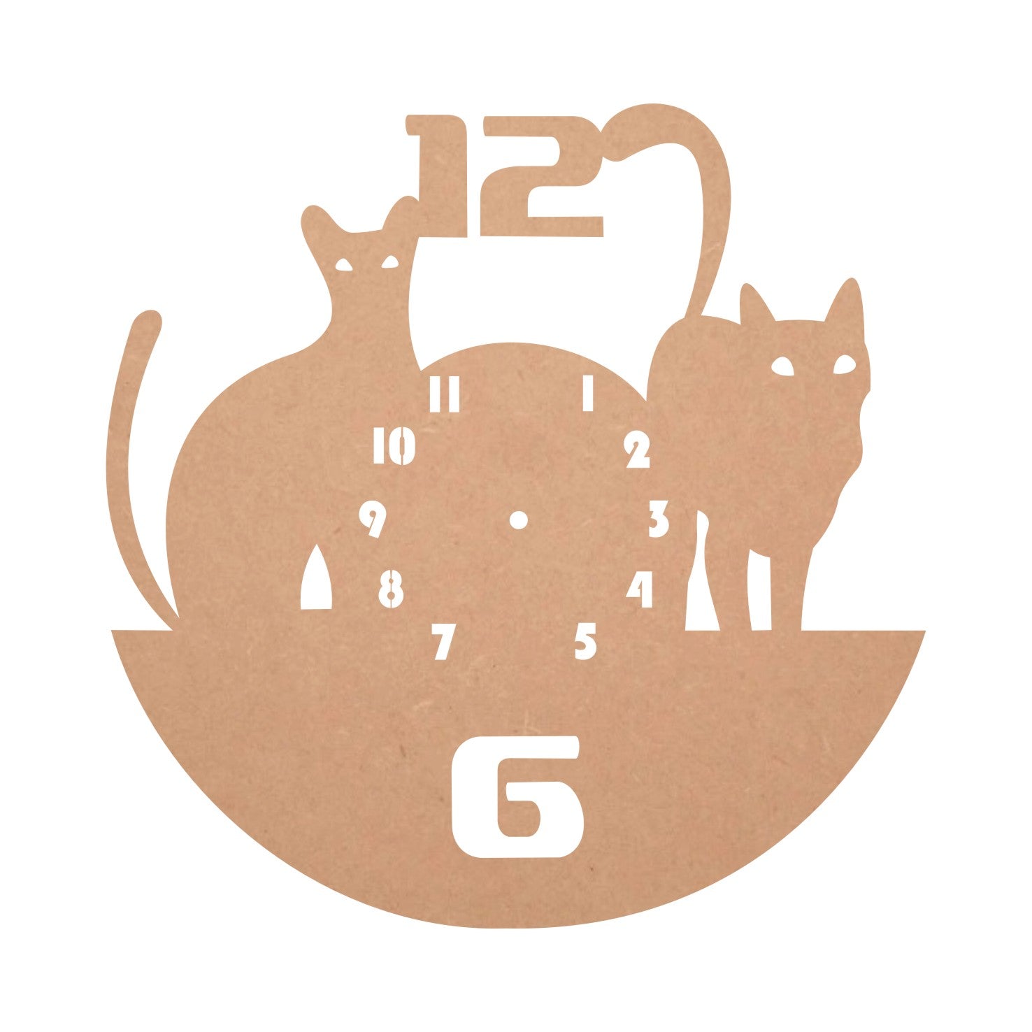 DIY MDF Double Cat Pattern Clock Base