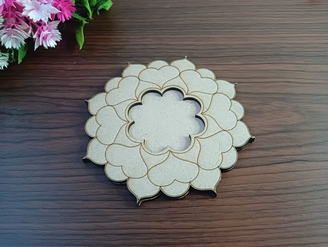 MDF Heart Pattern T-Light Candle Holder