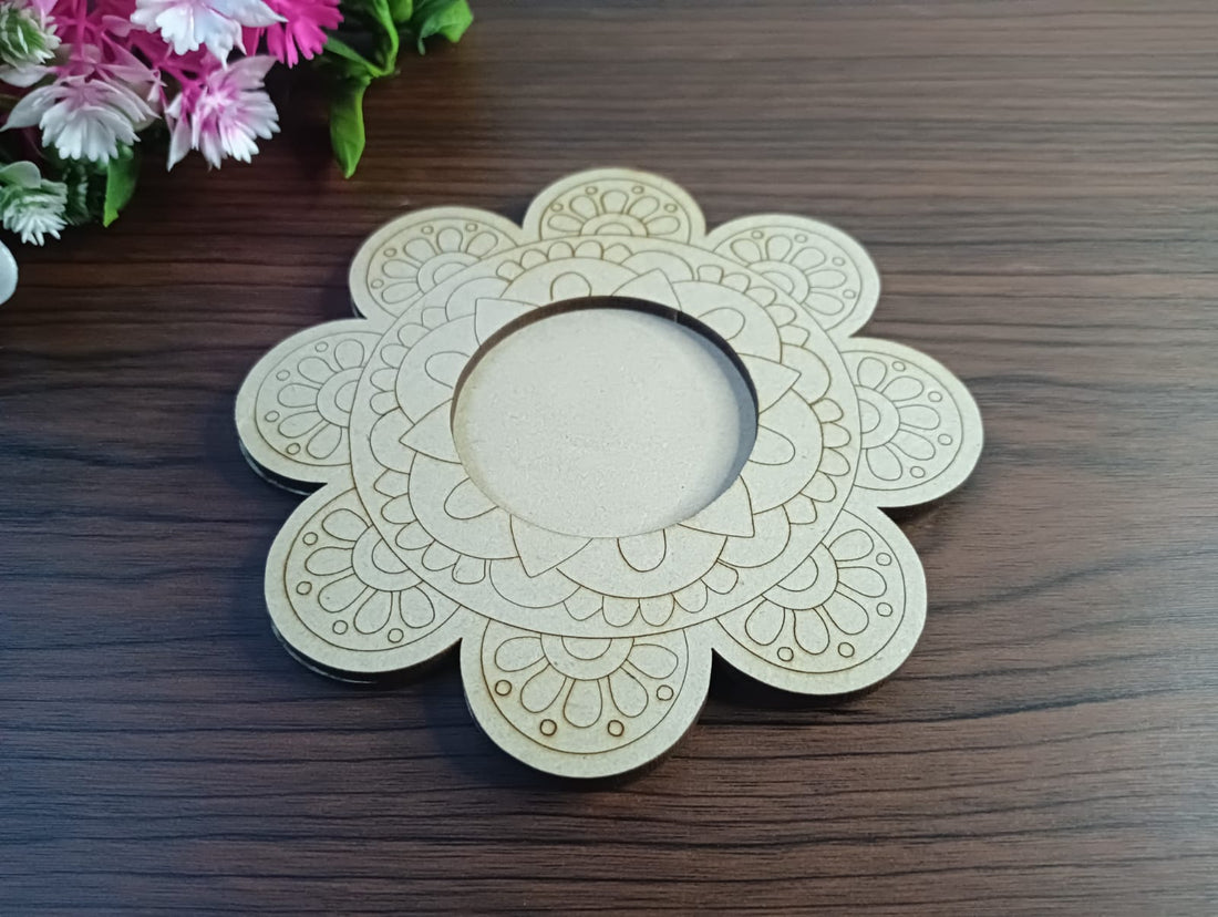 MDF Flower Premarked Pattern T-Light Candle Holder