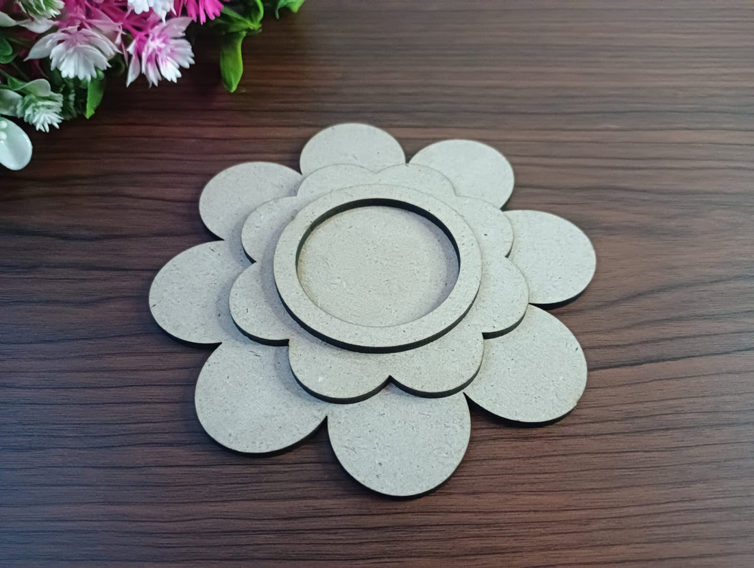 MDF 3 Layer Flower Pattern T-Light Candle Holder