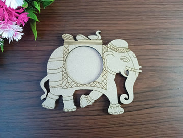 MDF Pre Marked Elephant Design T-Light Candle Holder