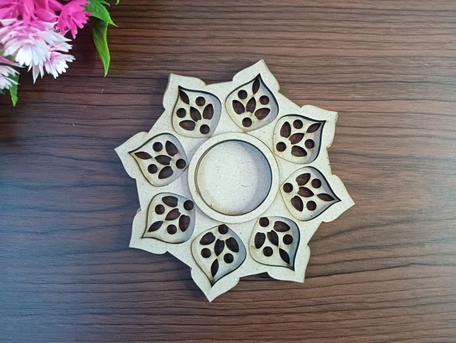 MDF 3 Layer Jali Pattern T-Light Candle Holder