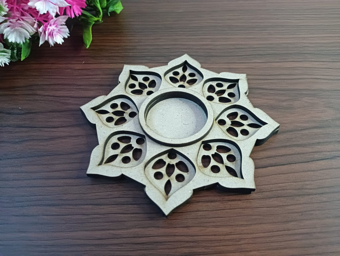 MDF 3 Layer Jali Pattern T-Light Candle Holder