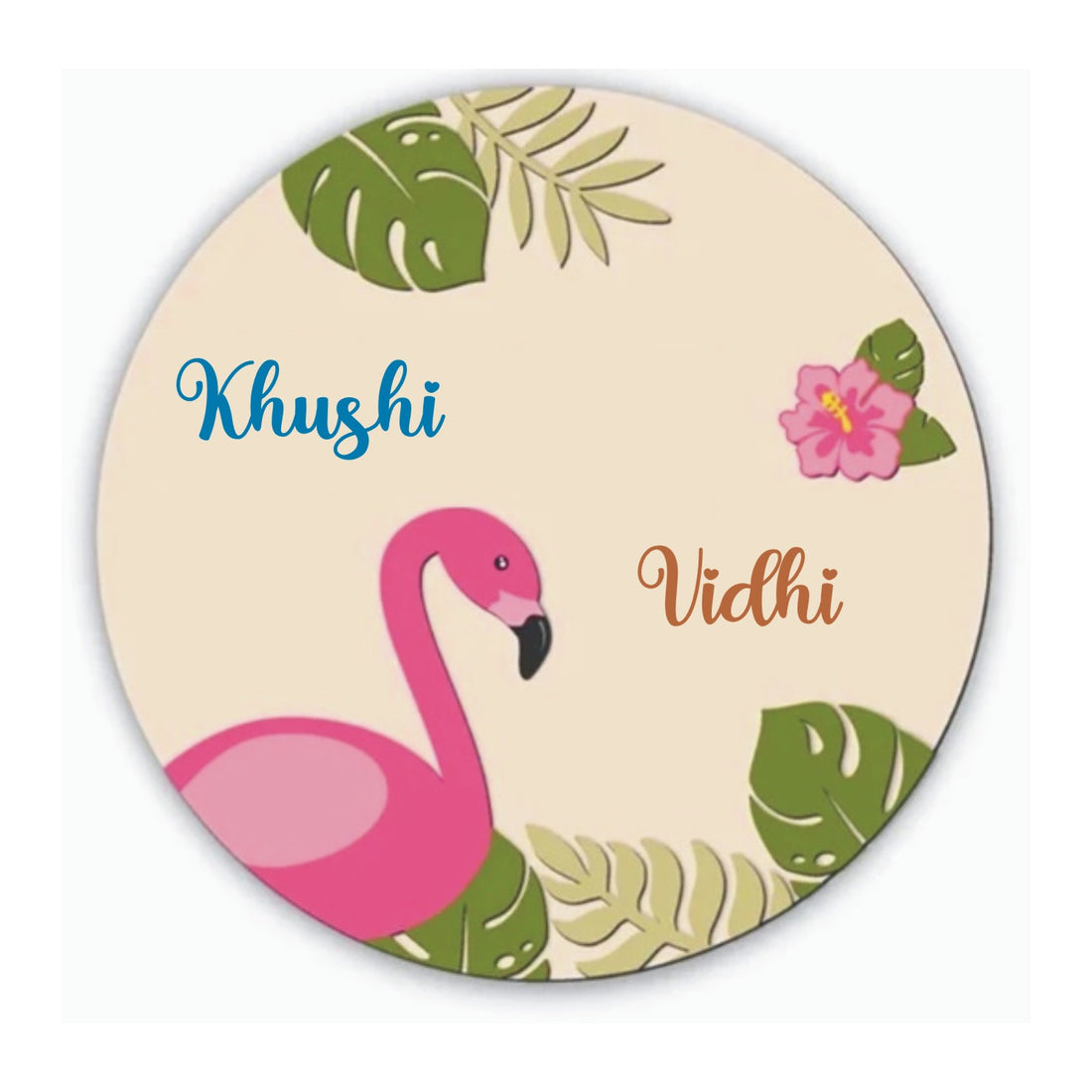 MDF Flamingo Pattern Kids Wall Name Art