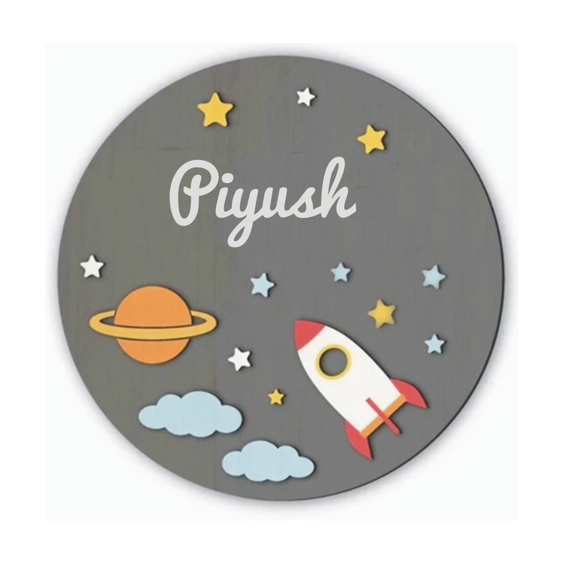 MDF Space Theme Customized Child Name Board