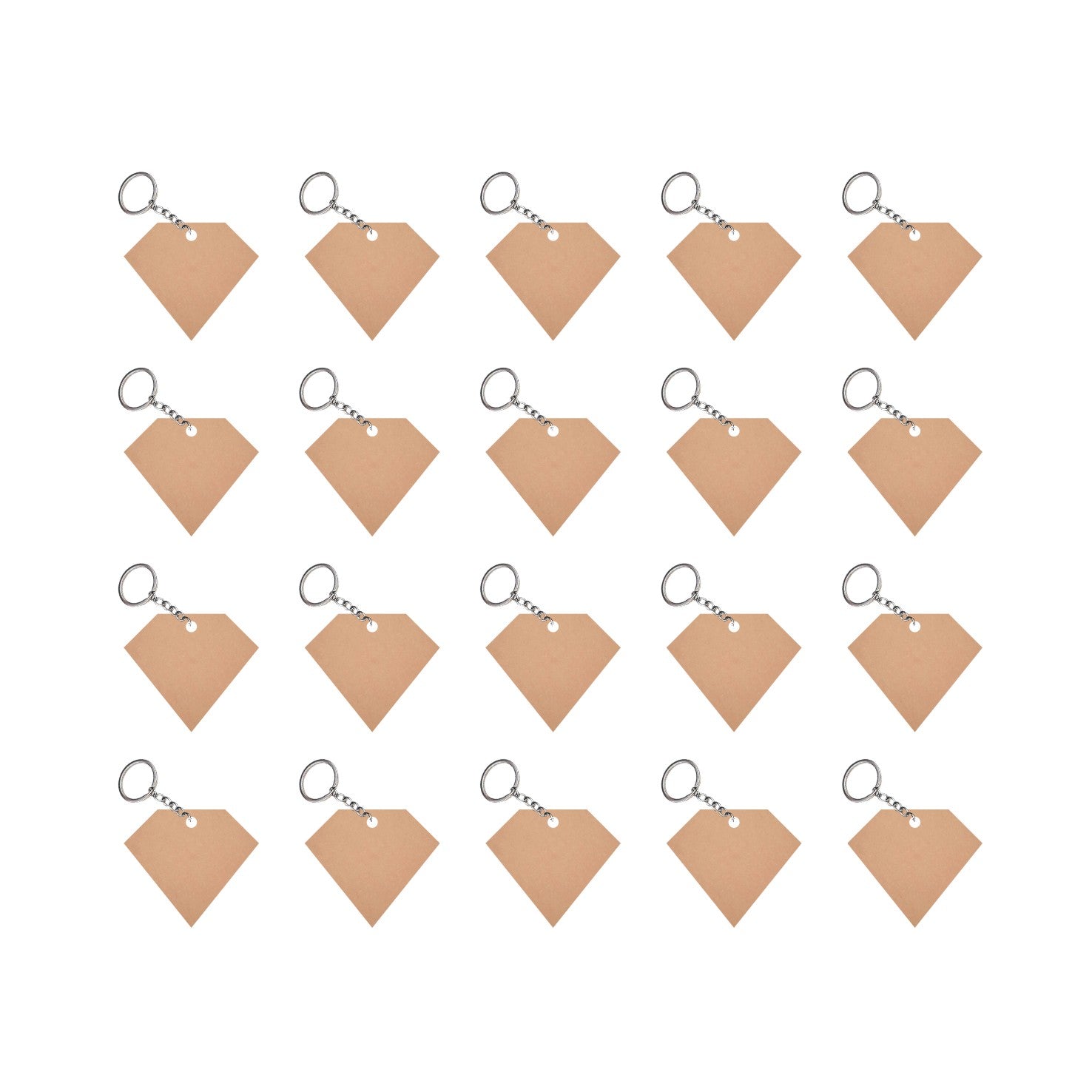 MDF Diamond Shape DIY Blank Keychain Sets ( Set of 20)