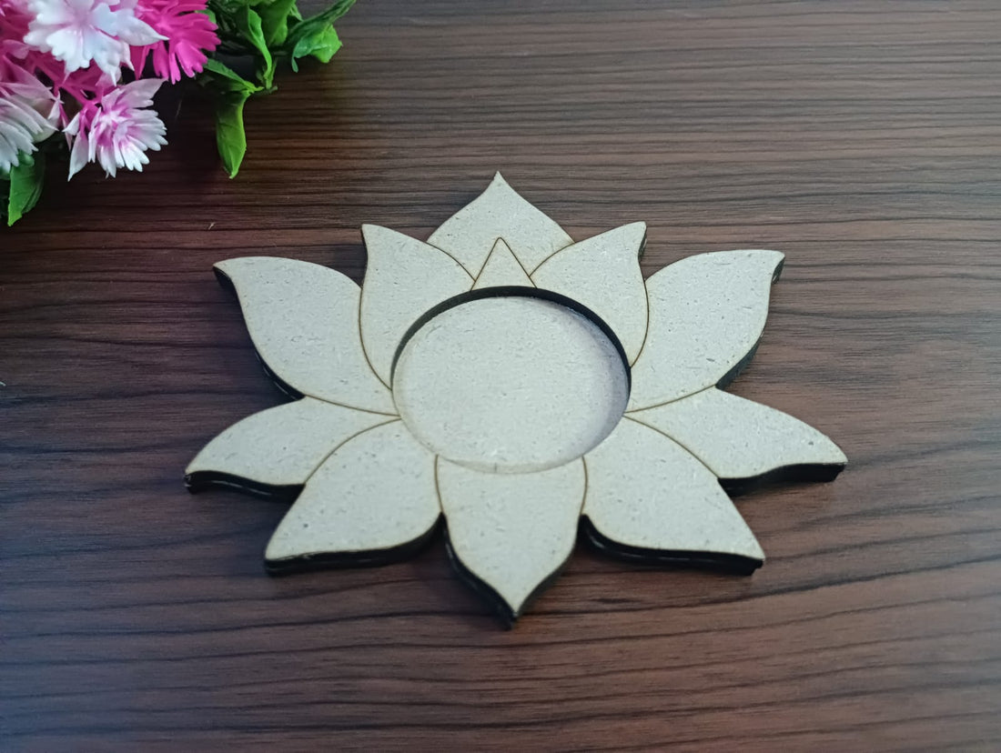 MDF Lotus Shape T-Light Candle Holder