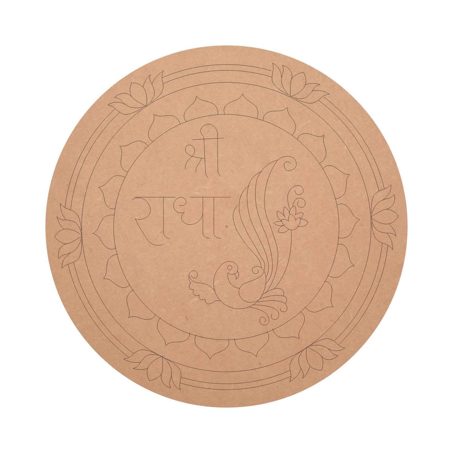 Pre-Marked MDF Shree Radha Print Mandala for Art and Craft