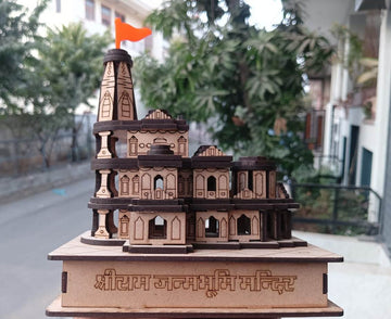 MDF Shri Ram Mandir Ayodhya Temple Replica 6 x 4 x 6 Inch