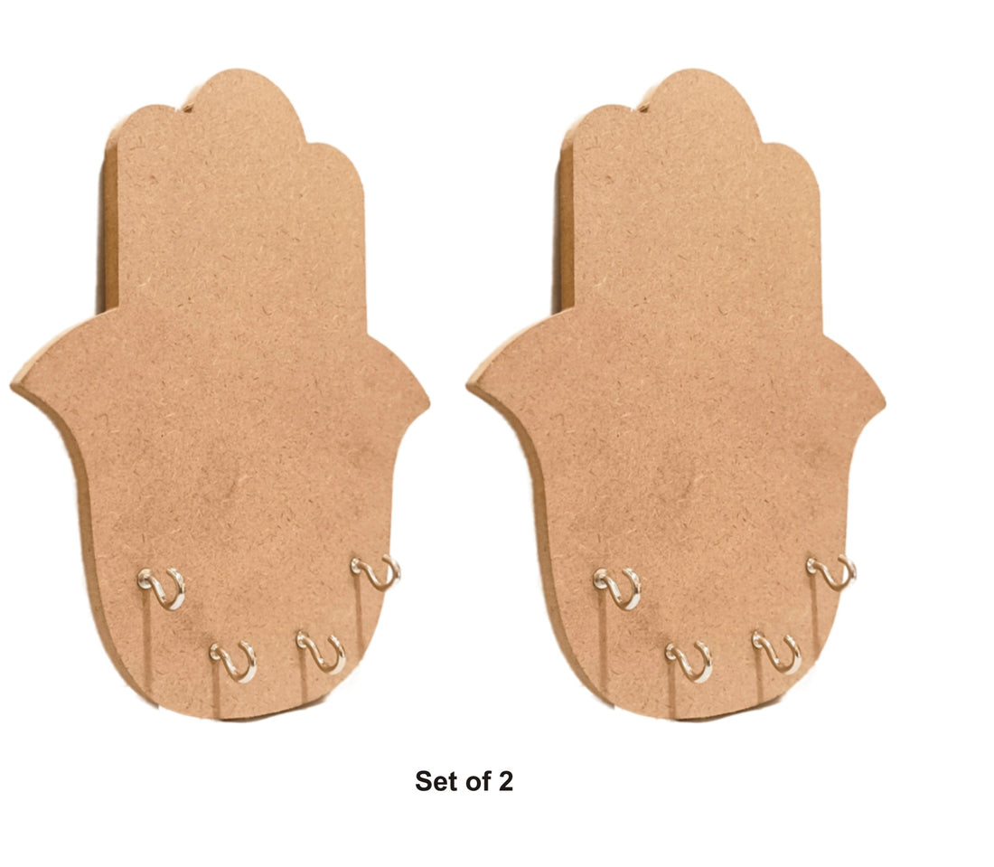 DIY MDF Hamsa Hand Style Key Holder - Set of 2